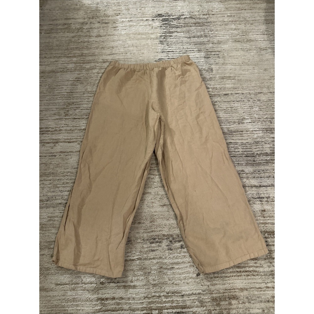 Hot Cotton Pants Women's Large Linen Cotton Blend Light Beige Preppy Ankle Soft